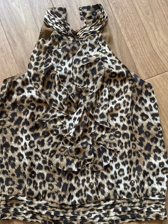 Apt. 9 Tops - Apt. 9 Leopard Print Ruffle Halter Tank Top - Brown & Black